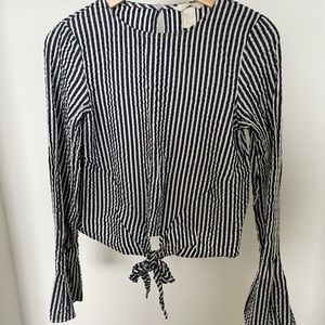 Blue striped blouse with long sleeves
